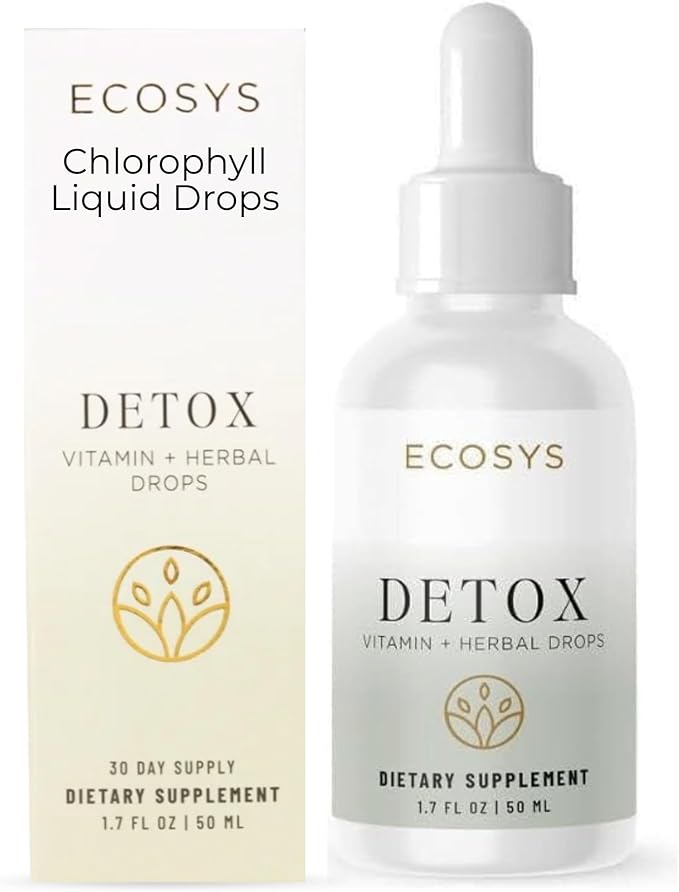 Detox Liquid Drops with Chlorophyll & Vitamin B12 – Natural Body Cleanse, Alkalizing Energy Booster – Peppermint Lemon Flavor, 30-Day Supply