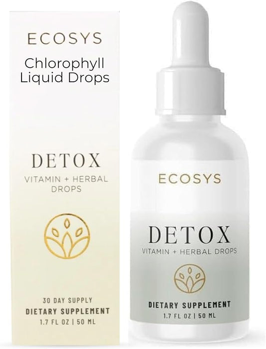 Detox Liquid Drops with Chlorophyll & Vitamin B12 – Natural Body Cleanse, Alkalizing Energy Booster – Peppermint Lemon Flavor, 30-Day Supply