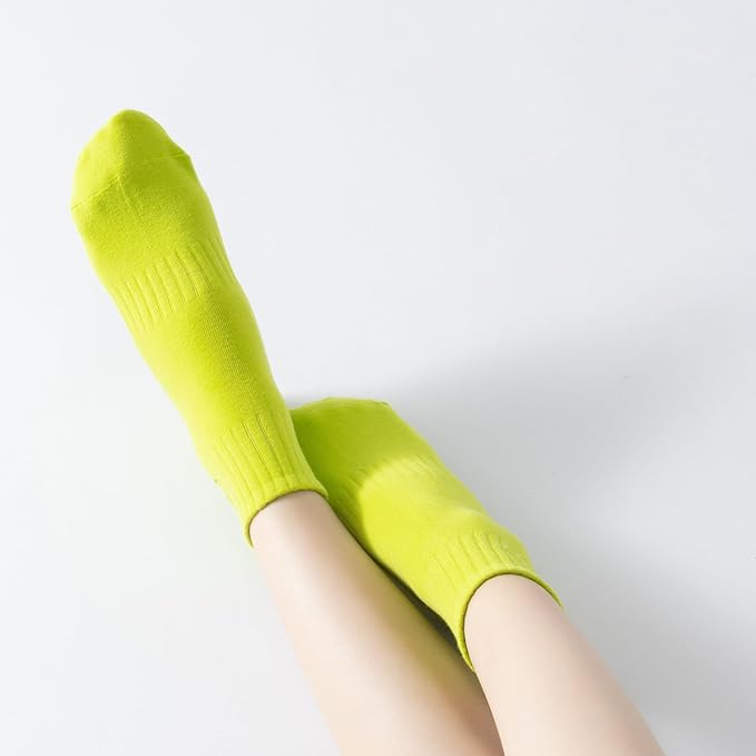 Yoga Pilates Socks with Grips for Women Non Slip Colorful Cushioned Ankle Socks for Barre Ballet Dance