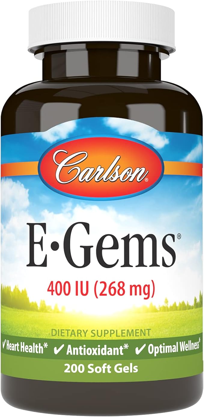 Carlson - E-Gems, 400 IU, Heart Health & Optimal Wellness, Antioxidant, 200 soft gels