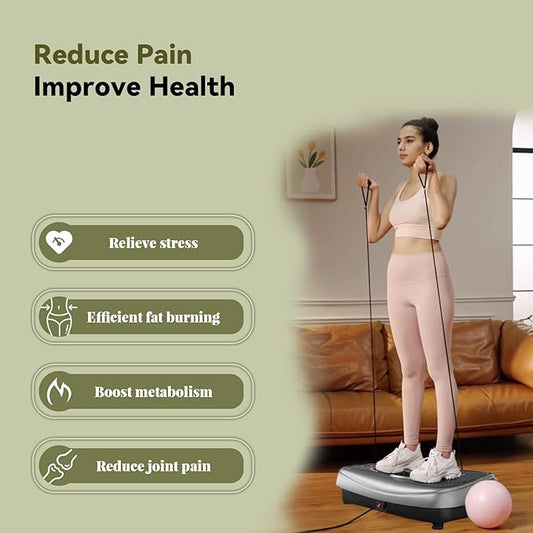 UCIN Vibration Plate Exercise Machine, Vibration Plate for Lymphatic Drainage, 330 Lbs Capacity Vibrating Plate for Weight Loss Home Fitness with Resistance Bands/Pilates Ball