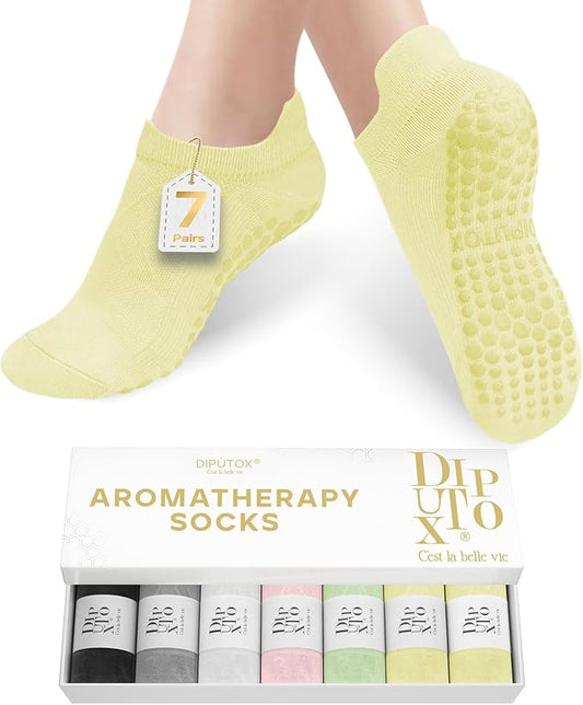 7 Pairs Pilates Socks with grips for Women- Non Slip, Ankle Yoga Socks for Yoga, Pilates, Ballet & Barre,Christmas gifts