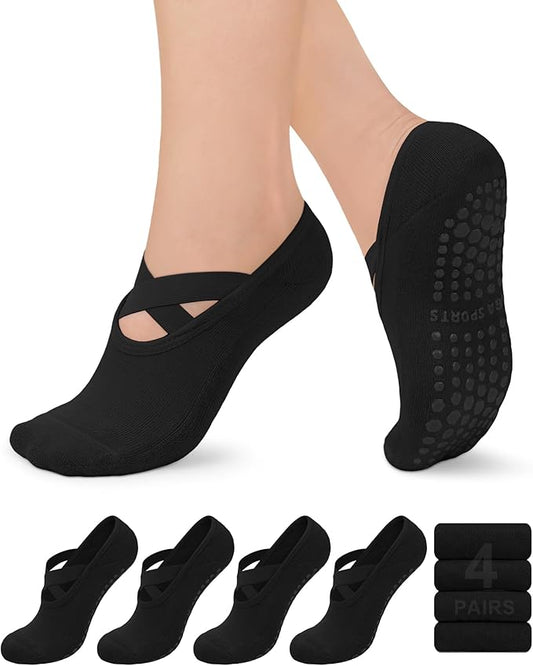 YeuG 4/6 Pairs Pilates Socks for Women - Non Slip Grip Socks for Yoga, Barre, Hospital, Barefoot
