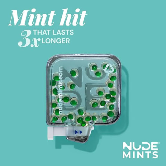 NUDE MINTS | Dual Action Liquid Capsules | Mouth Watering Mint - Lasts 3X Longer - 3X Stronger - Extreme Bad Breath Treatment For Adults - Sugar Free, 0 Calorie - Spearmint - 5 Pack - 150 Capsules
