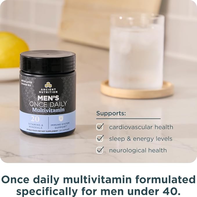 Ancient Nutrition Multivitamin for Men, Ancient Multi Men's Once Daily Vitamin Supplement 30 Ct, Vitamin A, Vitamin B and Vitamin K2, Fenugreek Seed, Supports Immune System, Paleo and Keto Friendly