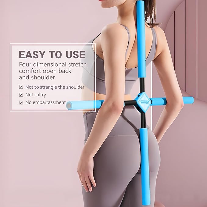 Posture Corrector Yoga Cross Stick -Yoga Stick Posture Corrector- Back Pain Relief for Men Women - Stretcher and Straightener for Upper and Lower Back -Back Straightener Posture Corrector
