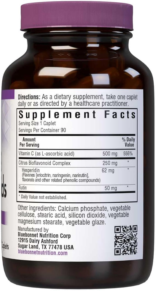 BlueBonnet Vitamin C 500 mg Plus Bioflavonoids Caplets, 90 Count (743715005228)
