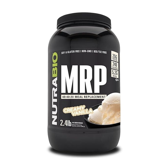 NutraBio MRP – Complete Meal Replacement Protein Powder - Protein Meal Replacement Shake- 2.5 Pounds - Creamy Vanilla