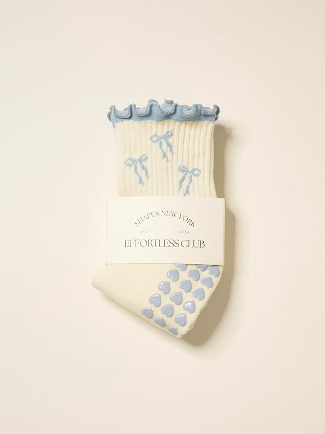 Shapes Studio Crew Half Calf Grip Socks, Cutest Fruits Pilates Socks, Ruffle socks, Non-Slip, Barre Yoga Fitness