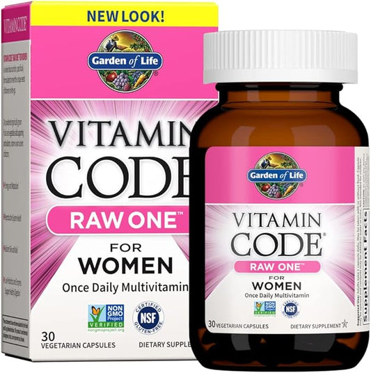 Garden of Life Multivitamin for Women, Vitamin Code Raw One for Women, Once Daily Women's Multi - 30 Capsules, One a Day Vitamins Whole Food Iron, Probiotics for Womens Health, Gluten Free Vegetarian