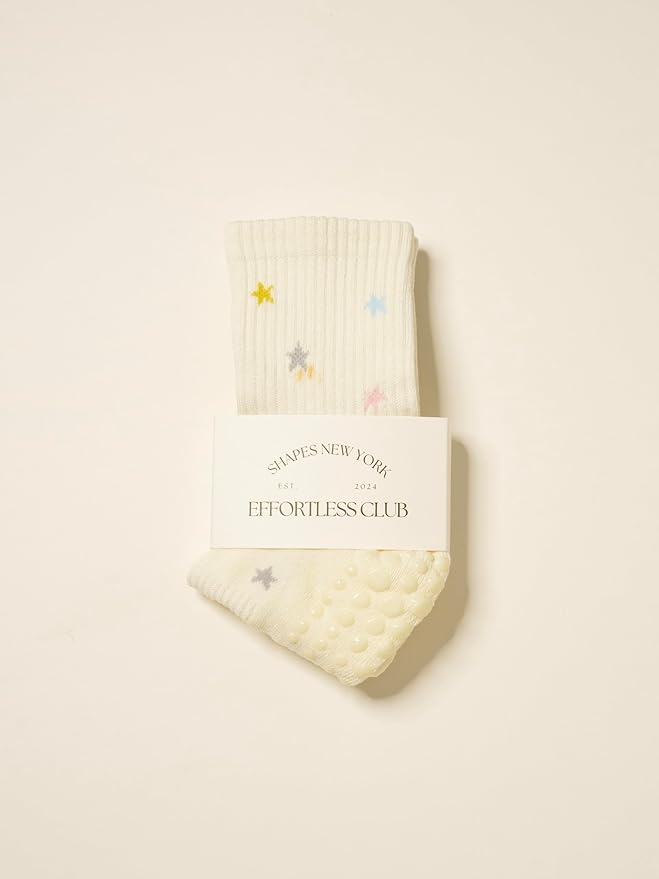 Shapes Studio Crew Half Calf Grip Socks, Cutest Fruits Pilates Socks, Ruffle socks, Non-Slip, Barre Yoga Fitness