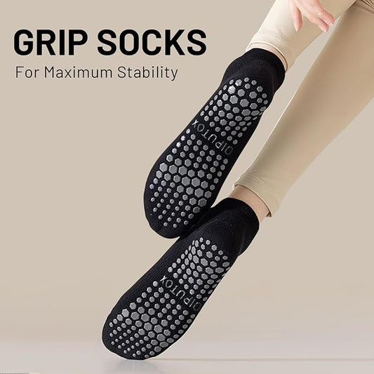 7 Pairs Pilates Socks with grips for Women- Non Slip, Ankle Yoga Socks for Yoga, Pilates, Ballet & Barre,Christmas gifts