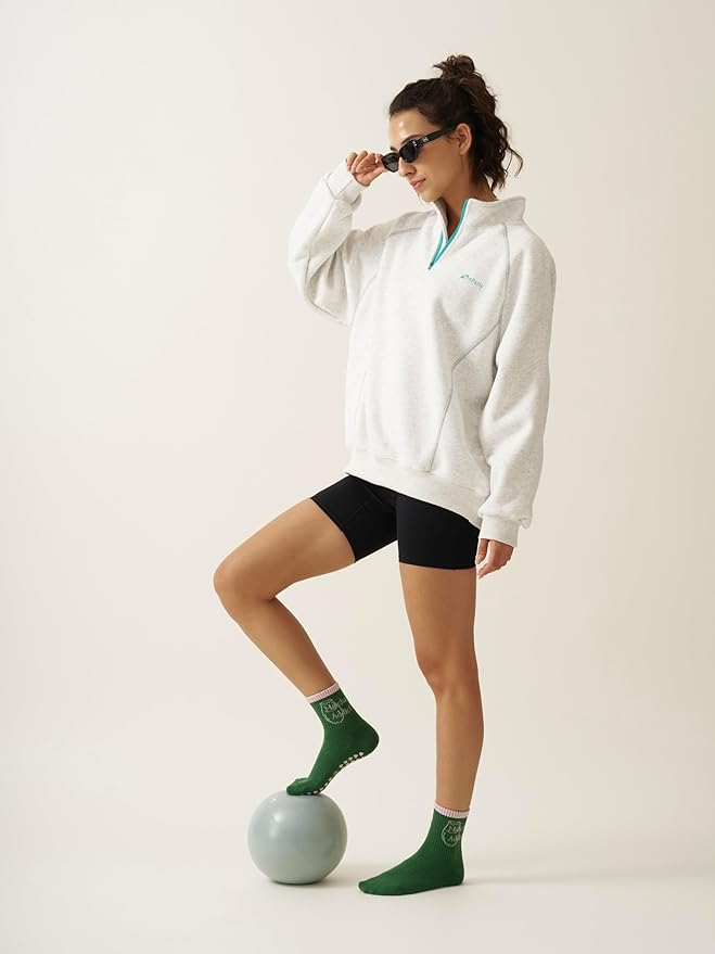 Shapes Studio Crew Half Calf Grip Socks, Cutest Fruits Pilates Socks, Ruffle socks, Non-Slip, Barre Yoga Fitness
