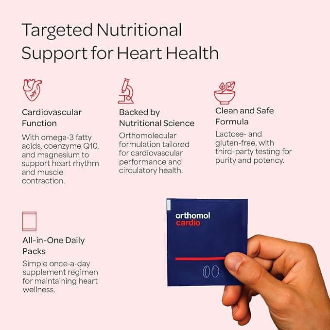 Orthomol Cardio, Heart Health Supplements for Circulation & Vascular Support, Omega-3, Magnesium, Cocoa Polyphenols & B Vitamins, Supports Cardiovascular Health, 30-Day Supply, Powder+Tablets+Capsules
