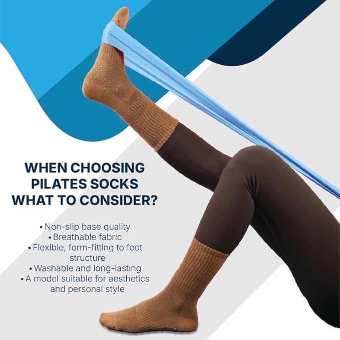 BELINO Pilates Socks for Women with Non Slip Grippers – Crew Socks for Yoga, Barre, Gym, Workout, Hospital 4 Pairs