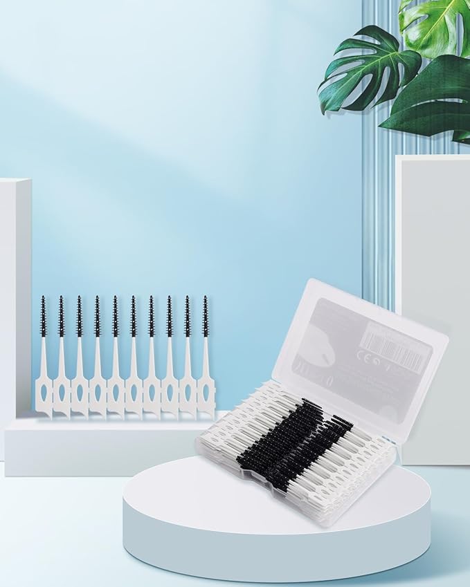 200 PCS Soft Dental Floss Picks, Dental Picks with case, Toothpicks Brush Between Teeth, Tooth Flossing Brush Disposable for Cleaning, Toothbrush Clean Tool, Black Color