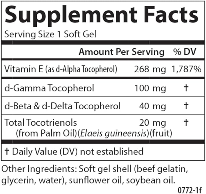 Carlson - E-Gems Elite, 400 IU Vitamin E with Tocopherols & Tocotrienols, Vitamin E Capsules, Heart Health & Optimal Wellness, Antioxidant, Vitamin E Supplement, 240 Softgels