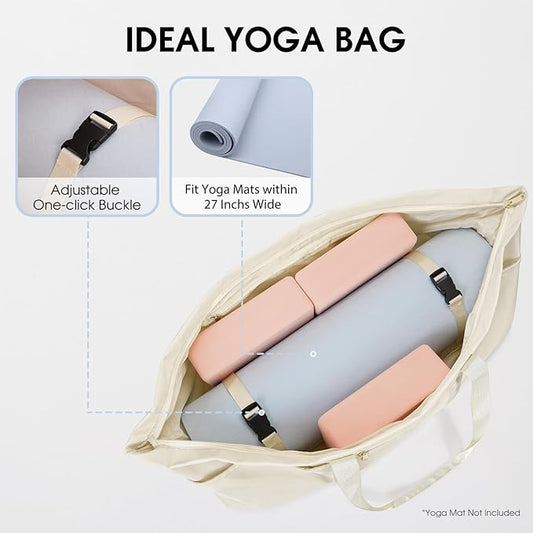 Large Yoga Mat Bag with Shoes Compartment and Wet Pocket Ladies Pilates Gym Tote Bag with Yoga Mat Holder Strap for Women Men Workout Carrier Stuff Accessories