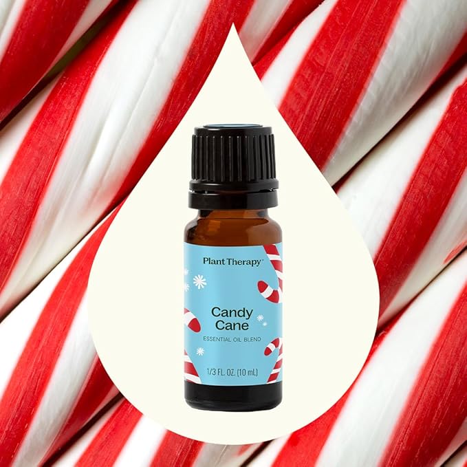 Plant Therapy Candy Cane Holiday Essential Oil Blend 10 mL (1/3 oz) Familiar, Sweet, Minty Aroma, Evokes The Scent of The Traditional Candy Cane, Use Topically, Uplifting and Invigorating Feeling