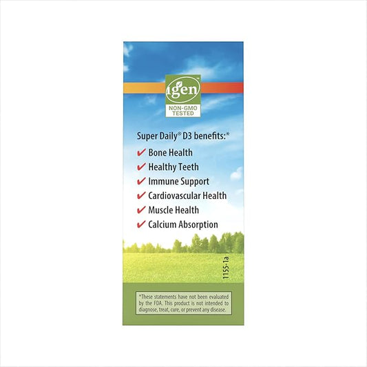Carlson - Super Daily D3 5,000 IU (125 mcg) per Drop, Vitamin D Drops, Immune Support, Heart Health, Liquid Vitamin D3, Unflavored, 90 Drops