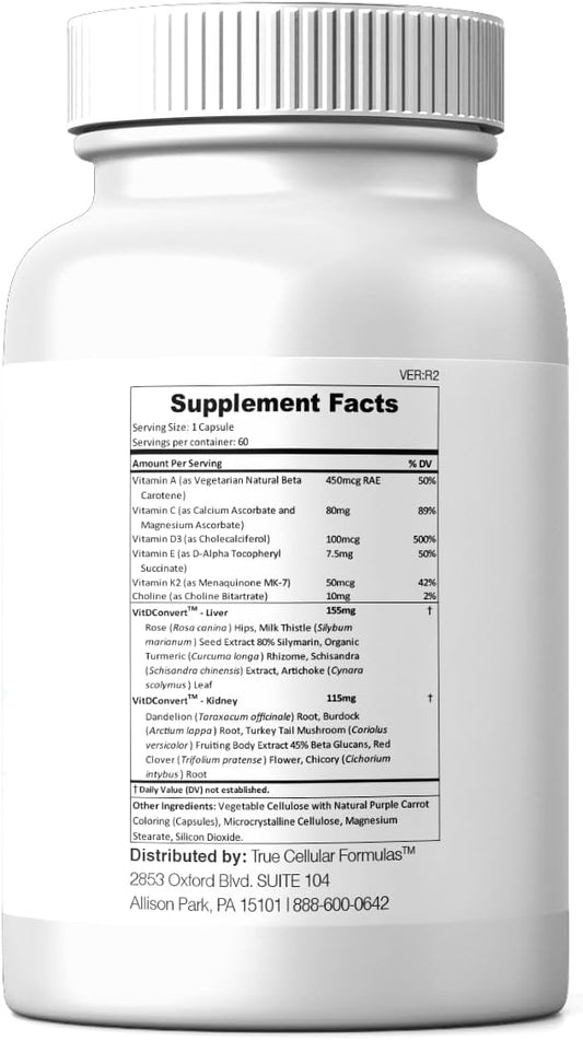 VITDRestore+™ - Vitamin D3 + K2 with Liver and Kidney Support | Soy Free, Non-GMO, Vegan, 30-Day Supply