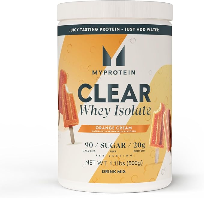 Myprotein Clear Whey Isolate Protein Powder, 1.1 Lb (20 Servings) Orange Cream, 20g Protein per Serving, Naturally Flavored Drink Mix, Daily Protein Intake for Superior Performance