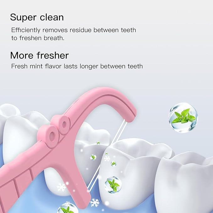 Twin Line Dental Flossers with Floss Picks Dispenser,300 Count LIAMOSS Unbreakable & No-Shred Minty Flavor Toothpicks Sticks,Unique Automatic Intelligent Sealed Storage,More Tidy for Home or Travel