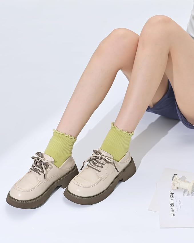Non Slip Grip Yoga Socks for Women Breathable Cute Ruffle Ankle Socks for Yoga, Pilates, Barre Workouts