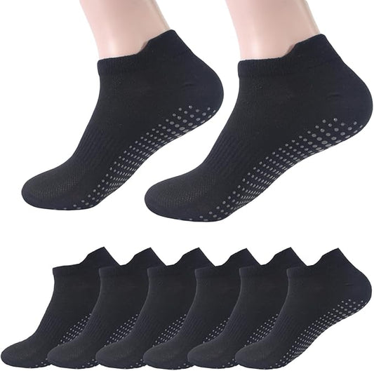 brookhaus Women Low Cut No Show Running Socks 6 Pairs - Cushioned Arch Support, Moisture Wicking Athletic Ankle Socks