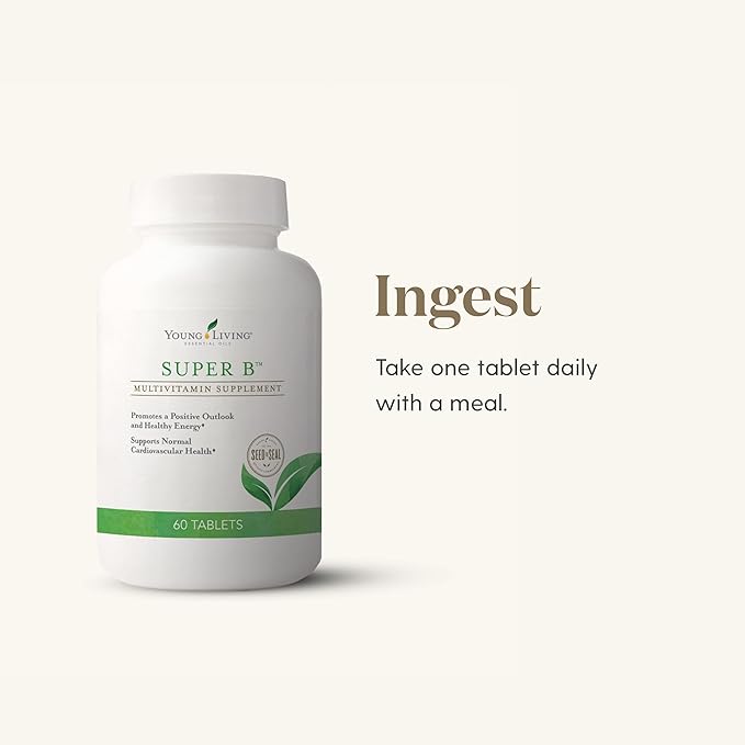 Young Living Super B Tablets, 60-Count Bottle | B Vitamins & Minerals | Supports Healthy Energy Levels | Keto-Friendly | Natural Folate Source | Contains Calcium, Magnesium, and Vitamin B6