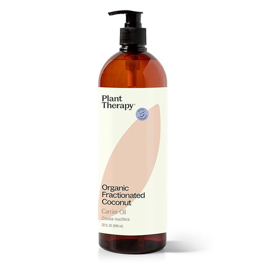 Plant Therapy Organic Fractionated Coconut Oil for Skin, Hair, Body 100% Pure, USDA Certified Organic, Natural Moisturizer, Massage & Aromatherapy Liquid Carrier Oil 16 oz