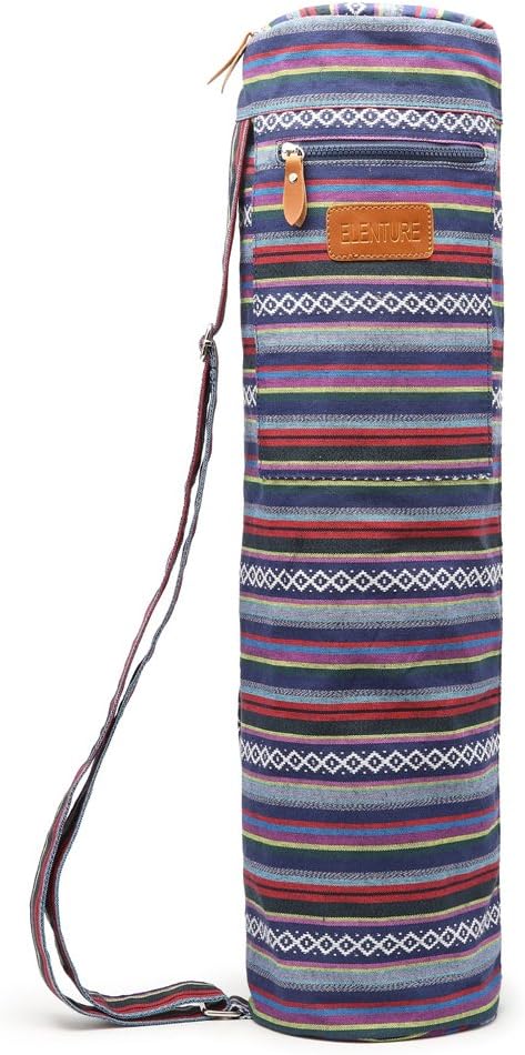 Canvas Yoga Mat Bag with Adjustable Strap & Pockets, Full-Zip Travel Gym Tote for Women & Men, Fits 1/4" & 1/3" Thick Mats, Lightweight Carrier for Yoga, Workout, Outdoor Use