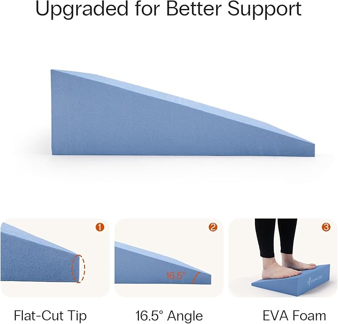 StrongTek XL Foam Yoga Wedge Blocks, Set of 2, 16.5° Incline Slant Boards for Single or Dual Use, Stretching, Squats, Physical Therapy, Calf & Achilles Support, Balance & Rehab, 13" × 12.75" × 3.75"