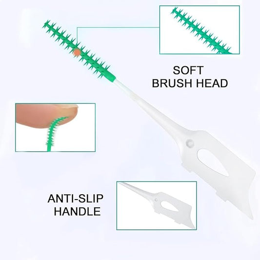 300 Pieces Dual-Use Interdental Brushes Soft Silicone, Disposable Dental Picks,Premium Dental Floss Picks for Effective Teeth Cleaning (300pcs Black)