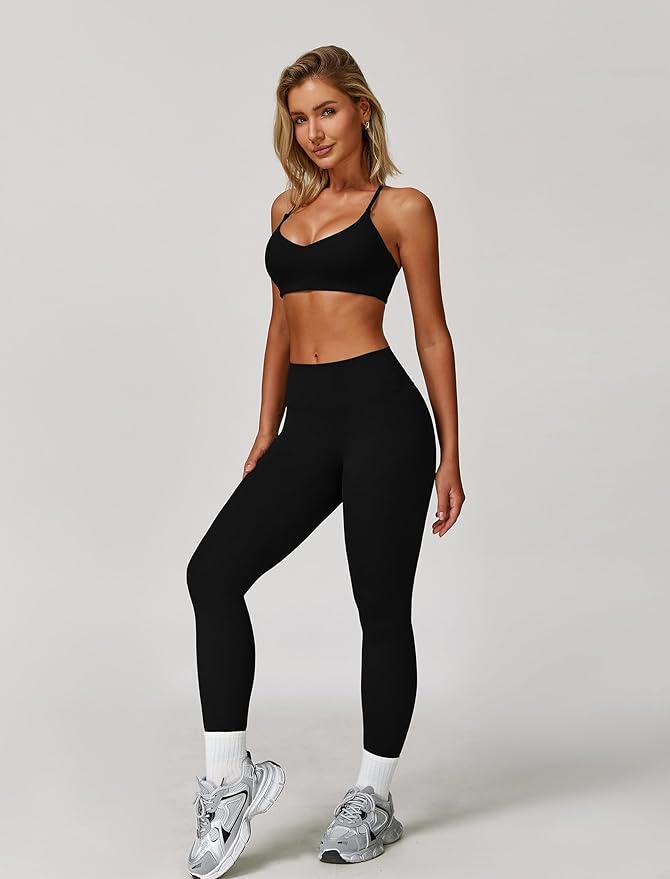 Workout Sets for Women 3 Piece High Waisted Seamless Leggings Crop Top Jacket Gym Yoga Outfit Stretchy Sports Bra Sets
