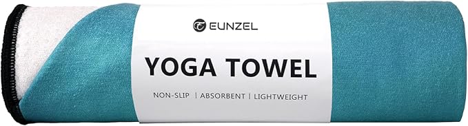 Eunzel Hot Yoga Towel, Non Slip Yoga Mat Towel Sweat Absorbent Printed Yoga Towel with Grip Dots for Hot Yoga, Pilates and Workout 72"x 24", Teal Flow
