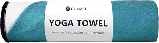 Eunzel Hot Yoga Towel, Non Slip Yoga Mat Towel Sweat Absorbent Printed Yoga Towel with Grip Dots for Hot Yoga, Pilates and Workout 72"x 24", Teal Flow