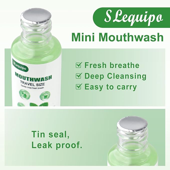 Travel Size Mouthwash Bulk Mini Fresh Mint Portable Mouthwash Individual Bottles 35ml/1.2fl oz for Travel Toiletry Kits (30)