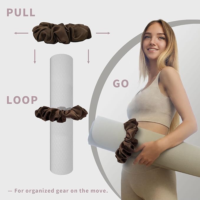 Yoga Mat Scrunchie – Stylish Yoga Mat Strap – Stretch-Fit for All Standard Mats – Lightweight, Travel-Friendly(Mat Excl.)