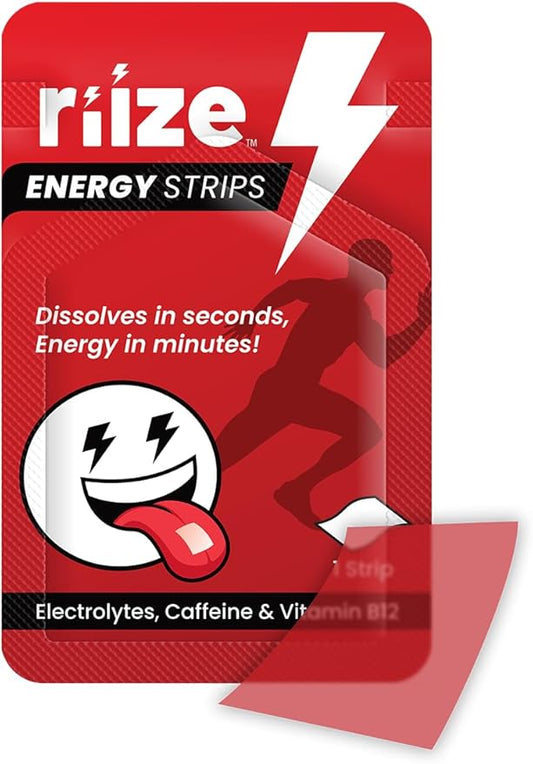 Riize Energy Strips, Fast Acting with 50mg Caffeine, L-Theanine, Vitamin B12, Electrolytes, Natural Flavors, Vegan, Instant Boost Oral Supplement (6 Count Pack)