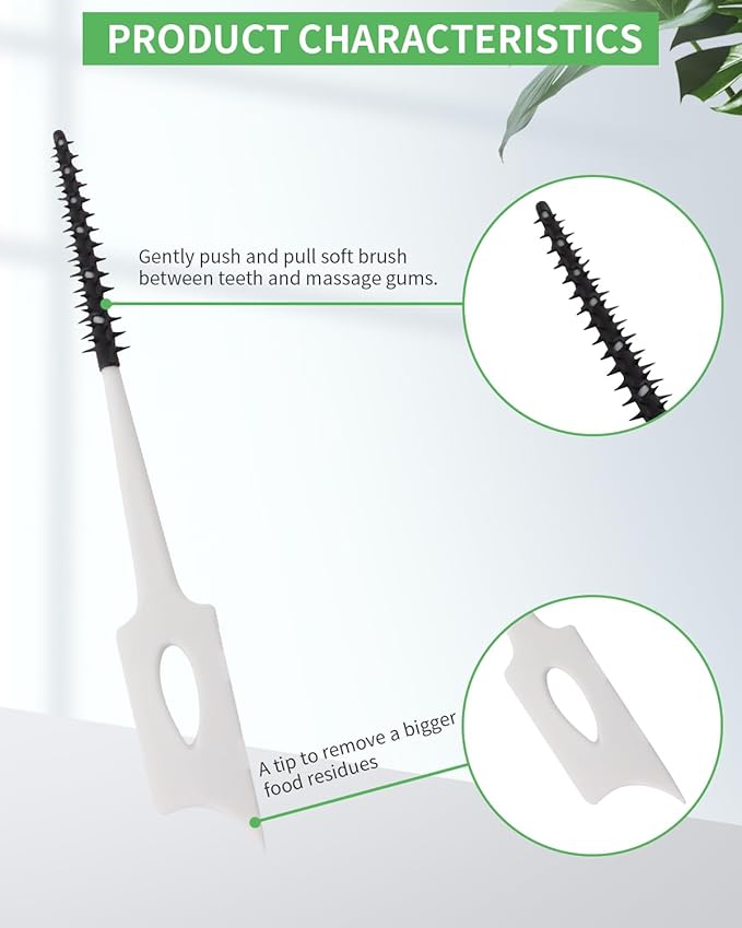 200 PCS Soft Dental Floss Picks, Dental Picks with case, Toothpicks Brush Between Teeth, Tooth Flossing Brush Disposable for Cleaning, Toothbrush Clean Tool, Black Color