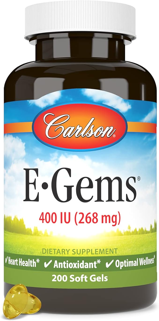 Carlson - E-Gems, 400 IU, Heart Health & Optimal Wellness, Antioxidant, 200 soft gels