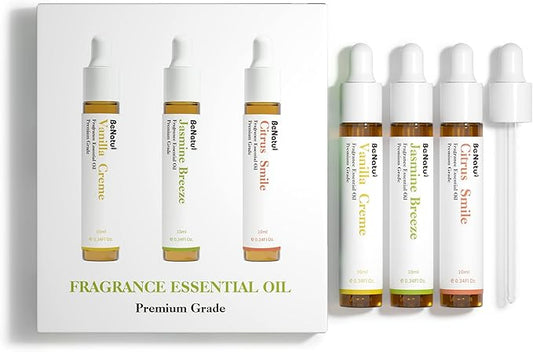 Benatu Fragrance Essential Oils Set for Diffuser (Vanilla, Citrus, Jasmine Scents), Premium Natural Home Perfume Gift for Aromatherapy, Candle, Soap Making, Bath, Room, Car 3 Packs