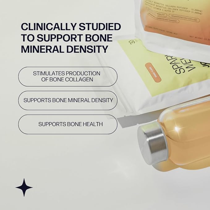 Sparkle Wellness Osteo Boost (Orange) [30 Serves] | Collagen Powder Supplement | FORTIBONE Bioactive Collagen Peptides and Buffered Vitamin C Nutra C | Bone Supplements