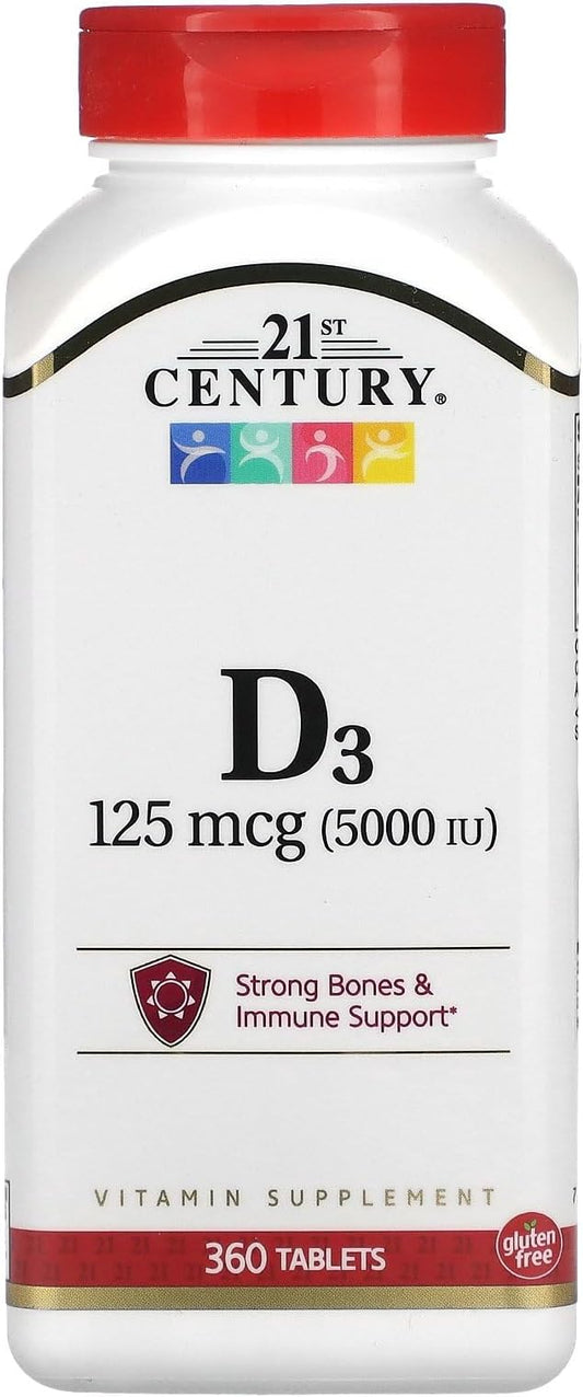 21st Century D3 5000 IU Tablets, 360 Count (Pack of 1)