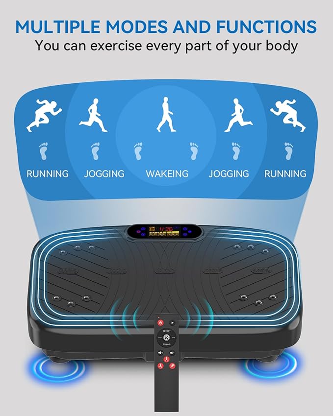 Vibration Plate Exercise Machine, Vibrating Plate Platform for Lymphatic Drainage with 200 Adjustable Speeds, Power Vibration Plate for Weight Loss & Fitness, Supports Max Weight 450 Lbs
