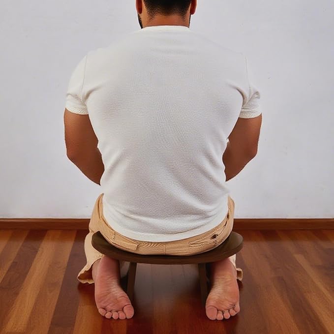Meditation Bench - Wooden Ergonomic Kneeling Stool for Yoga, Prayer, Travel, Mindfulness, Zen Practice