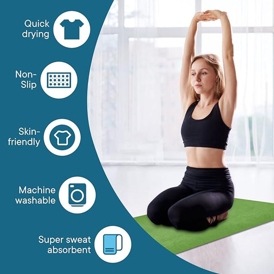 Yoga Towels, Non Slip Hot Yoga Mat Towel with Grip Dots,Super-Absorbent Soft Microfiber Yoga Blanket for Pilates, Fitness and Workout 72inch x 24inch