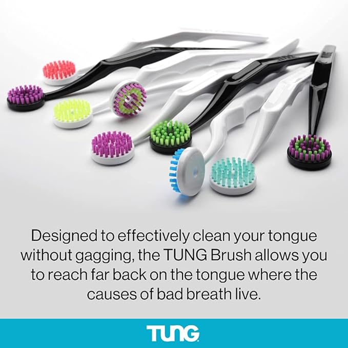 Tung Tongue Cleaning Kit, Tung Brush and Gel, Bad Breath Odor Eliminator, Halitosis Defense, USA Made (Set of 2)