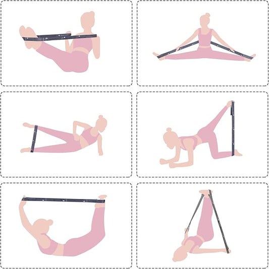Yoga Strap for Stretching - 8 Loops Stretching Strap - Essential Yoga Accessories for Flexibility and Enhanced Stretching - Ideal Stretch Strap in Yoga and Pilates